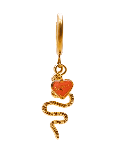 Boucle d'oreille unitaire serpent - Orange