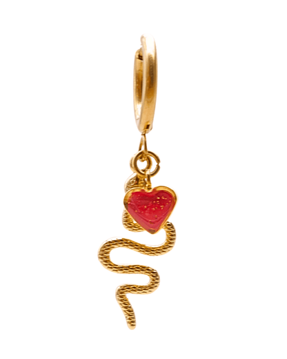 Boucle d'oreille unitaire serpent - Rouge