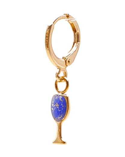 Boucle d'oreille unitaire verre - Bleu électrique