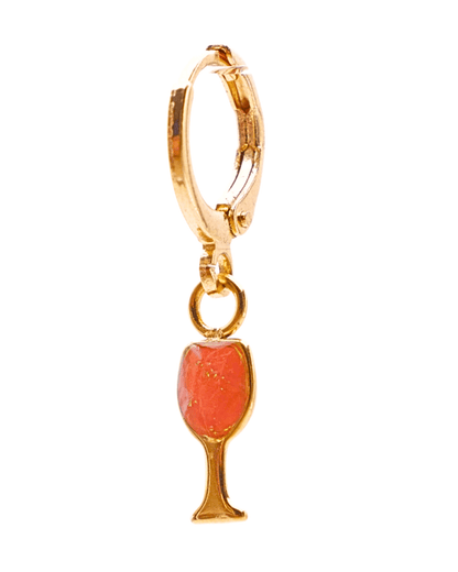 Boucle d'oreille unitaire verre - Orange