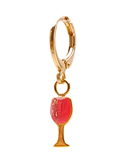 Boucle d'oreille unitaire verre - Rouge & vert foncé
