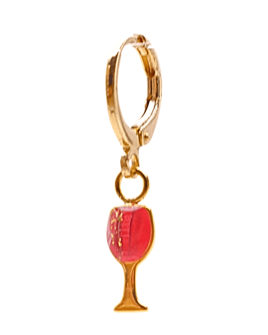 Boucle d'oreille unitaire verre - Rouge & vert foncé