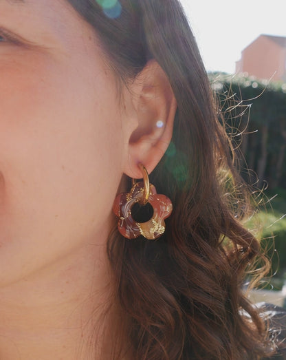 Créoles grandes fleurs - Marron